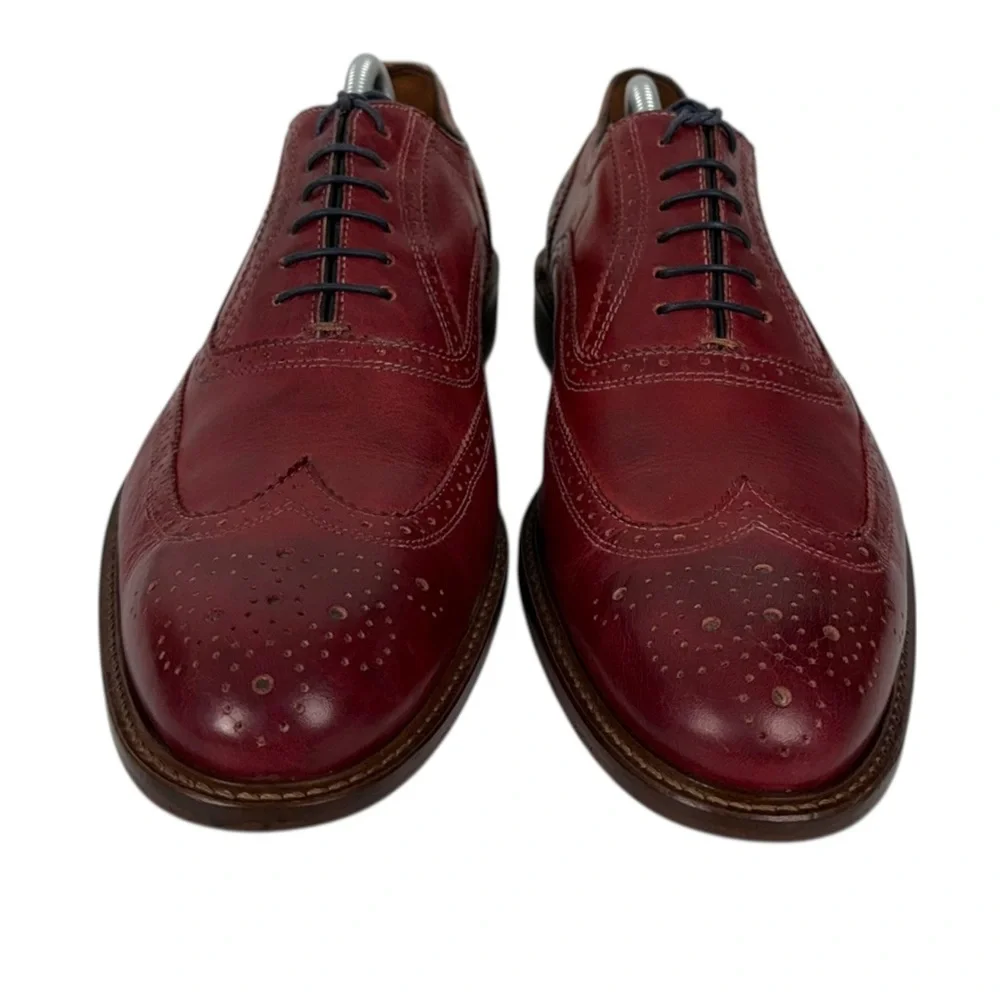 Mercanti Fiorentini Red Leather Wing Tip Oxford Mens Shoes US 11 M Casual